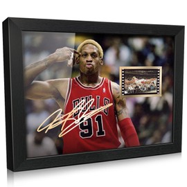 ORIMAMI Sport Superstar Dennis Rodman Poster Desktop Framed Photo Gift 8x6 Inches,with Signed and 1x35mm Film Mini Cell Display,Great Memorabilia Gift for Basketball Fans