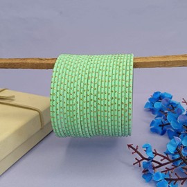 Efulgenz Indian Bangles Set Bollywood Plain Metal Bangle Bracelets Costume Jewelry for Women (Mint Green (Set of 24 Pcs), 2-4)