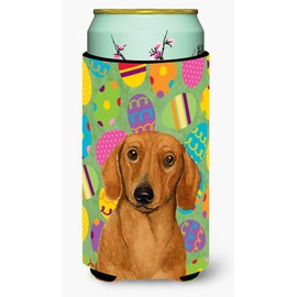 Caroline's Treasures LH9402TBC Dachshund Easter Eggtravaganza Tall Boy Hugger Can Cooler Sleeve Hugger Machine Washable Drink Sleeve Hugger Collapsible Insulator Beverage Insulated Holder