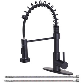 SHACO Black Kitchen Faucet with Pull Down Sprayer Stainless Steel Single Handle 1 Hole Or 3 Hole Spring Kitchen Sink Faucet for Farmhouse, RV, Laundry Room,Wet Bar