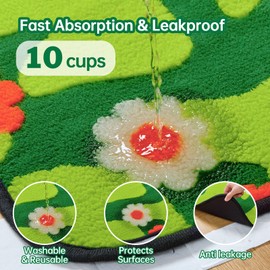 Reusable Puppy Pads for Small Dogs, Washable Pee Pads with Non-Slip , Absorbent Leakproof Mat for Crates, Playpens, Pet Beds & Whelping, Indoor Potty Training Grass Green, 23"x36", 2 Pack