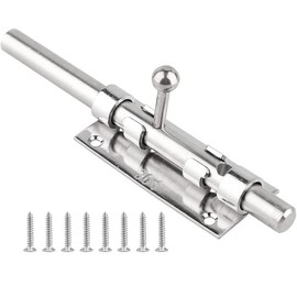 Litensh Door Bolt for Sliding Gates with Hole for Padlock, 304 Stainless Steel Gate Latch Lock on Both Sides, Sliding Latch, Door Security Lock, 14 mm Diameter, 230 mm