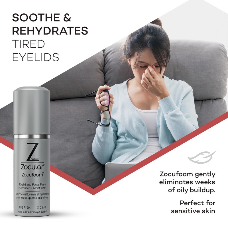 Zocular ZocuFoam Eyelid Cleanser - Foaming Eyelid Scrub - Natural