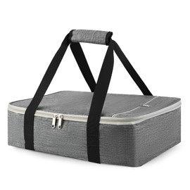 Bodaon Casserole Carriers for Hot or Cold Food, Fits 11"x15"Baking Dish, Bottom Support, Cationic fabric, Portable Warmer for Travel, Keep Warm Food Containers,Keeps Food Hot for Hours, Grey