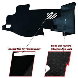KEEGTBOX Cubierta para tapete de salpicadero para consola central interior personalizada compatible con Toyota Camry Sedan 2012 2013 2014 2015 2016 2017, accesorios para alfombrillas de salpicadero (borde negro)