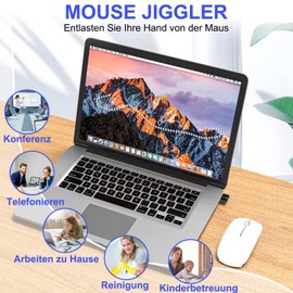 Azmall Wireless Bluetooth Mouse 5.2/3.0 & USB-A/Type-C 2-in-1 Receiver, Quiet Mouse with Jiggler Mode - White