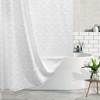 Extra Long White Textured Woven Fabric Boho Shower Curtain with