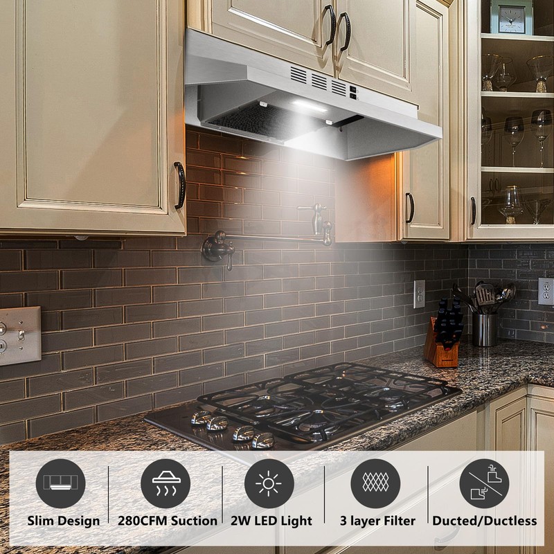 Range Hood 30 inch Under Cabinet, Stainless Steel Kitchen Vent