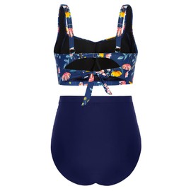 Hanna Nikole Bikini Women Sets Plus Size High Waist Bikini Sets Adjustable Two-Piece Yellow Flower 24 Plus