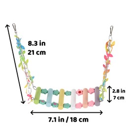 ThFmlva 1 PCS Bird Swing, Colorful Wooden Bird Perch, Hammock, Climbing Ladder, Cage Accessories for Cockatiel, Lovebird, Budgie, Conure