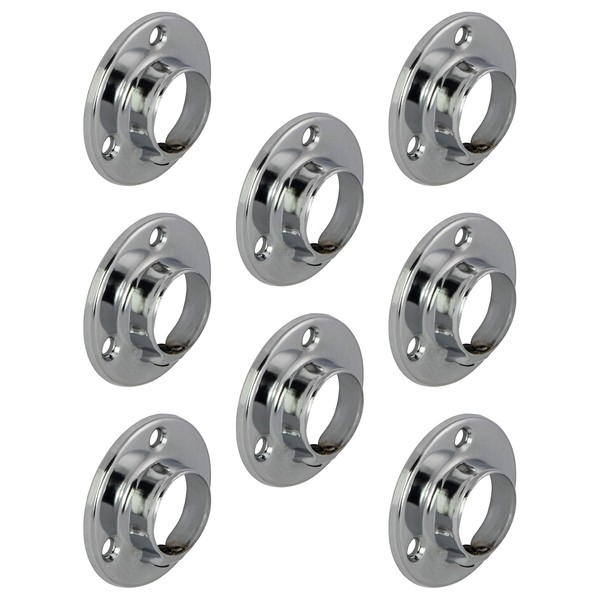 8x GedoTec® Wardrobe rail stock 25 mm chromed Round tube for Wardrobe pipe from metal - Made in Germany