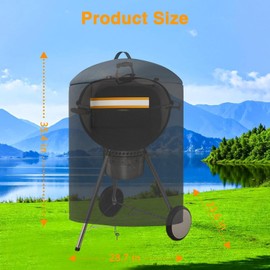 EVRBUL Heavy Duty 420D Grill BBQ Barbecue Protection Cover, Round Smoker Protective Cover with Portable Handle & Air Vent Compatible with Weber 22 Inch Charcoal Kettle Grill