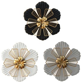 8 Inch Large Metal Flower Wall Art Multiple Layer Home Decor for Outdoor Bedroom Living Room Office Garden Set of 3