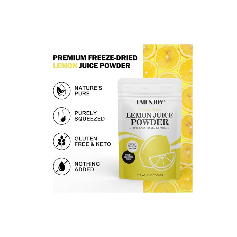 TAIENJOY Freeze Dried Lemon Juice Powder 10.6 oz Crafted from