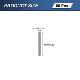 sourcing map 80Pcs M1 x 10mm 304 Stainless Steel Dowel Pin, Cylindrical Shelf Support Peg Pin Parallel Pin Fastener for Mechanical Manufacturing, Industry, Furniture Installation, Silver
