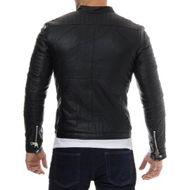 DECIMAL Men's Black REAL Lambskin Leather Biker Jacket VINTAGE GENUINE MOTORCYCLE JACKETS FOR MEN (as1, alpha, 3x_l, regular, regular, BLACK ZIPPER)