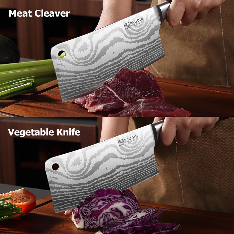 PAUDIN Cleaver Knife, Ultra Sharp Meat Cleaver 7 Inch, High