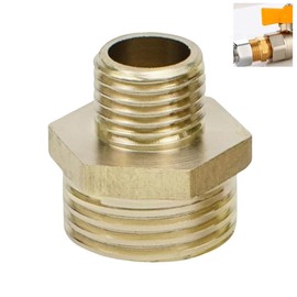 3/4” GHT Male x 1/2” NPT Male Connector, Brass Garden Hose Fitting, Adapter, Industrial Metal Brass Garden Hose to Pipe Fittings Connect (1 Pack)