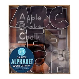 R&M International Alphabet - Cortadores de galletas de 3 pulgadas, juego de 26 piezas en caja de regalo