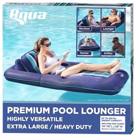 Aqua Premium Convertible Pool Float Lounge – Extra Large – Heavy Duty, Inflat...