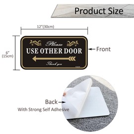 Please Use Other Door Self Adhesive Sign,12 x 6 inches Acrylic Sign, UV Protected, Weacher Resiatant, Scratch Resistant,Durable FA-PUODTY1206