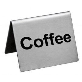 New Star Stainless Steel Table Tent Sign, "Coffee", 2-Inch by 2-Inch, Set of 6