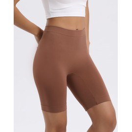 INNERSY Women's Slip Shorts High Waisted for Under Dresses Anti Chafing Shorts 2-Pack(Cafe/Light Beige,Large)