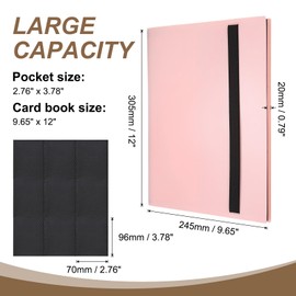 sourcing map 9 Pocket Trading Card Binder, PU Cover Card Collection Binder 360 Side Loading Card Binder Card Album Folder for TCG, Game Cards, Sports Cards(Pink)