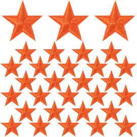 ANCIRS 30 Pcs Star Patches - Iron On, Sew On, Applique Embellishments for Hats, Clothes, Jackets, Backpacks, Crafts, Decoration (Orange, 1")