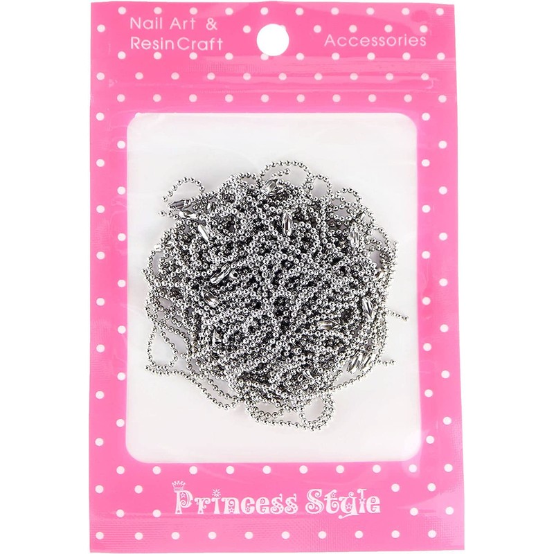 Ball Chain with Connector, Silver, Total Length: Approx. 4.9 inches