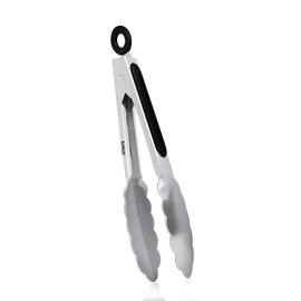 Eddeas Kitchen Tongs - 7 inch Heavy Duty Food Tongs, Ergonomic Gripï¼430 Superior Stainless Steel and Non-Slip Heat Resistant handle - Perfect for Cooking, Salad, Grilling, Barbecue,Dishwasher safe