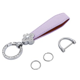 Tonecraft Key Chain, Flower, Colorful, Simple, Orthodox, Bag Charm, Popular, Stylish, Cute, Sparkle, Silver, purple
