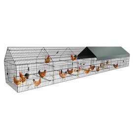 Metal Chicken Coop, 21ft x 3.5ft Chicken Run Pen for Yard with Cover Outdoor Metal Portable Chicken Tractor Cage Enclosure Crate Outside for Small Animals Duck Rabbit Hen
