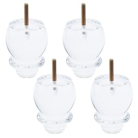 Geesatis Set of 4 Acrylic Furniture Legs - Gourd Shape Clear Decorative Replacement for Dresser, Cabinet, Sofa - With Mounting Screws, Height 4 Inch / 100mm