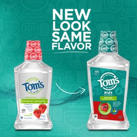 Tom's of Maine Children's Anticavity Fluoride Rinse Mouthwash, Silly Strawberry, 16 Fl Oz (Pack of 6) (Packaging May Vary)