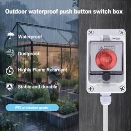 Emergency Stop Button with Box,10A 440V Emergency Shut Off Switch, IP65 Waterproof E-Stop Push Button Switch