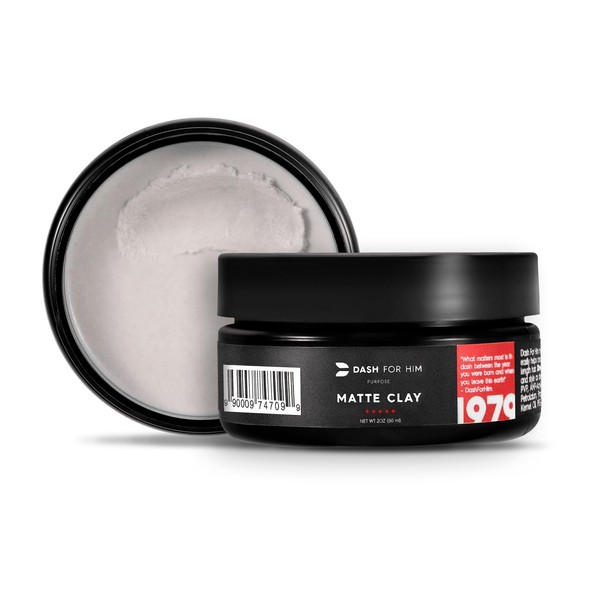 DASH FOR HIM Hair Clay For Men - Medium Hold, Hair Styling Cream for Volume and Texture, Holds Like Hair Gel & Hair Paste, Matte Hair Product for Men Clay Pomade for Men with Premium Ingredients 2oz