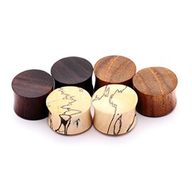 Mystic Metals Body Jewelry Set of 3 Pairs Wood Plugs (Tamarind, Teak, Sono) (9/16" (14mm))