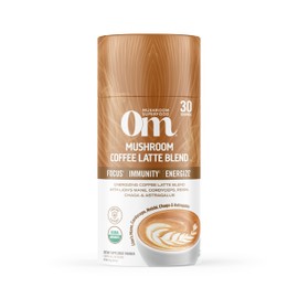 Om Mushroom Superfood Coffee Latte Blend Mushroom Powder, 8.47 Ounce Canister, 30 Servings, Lion's Mane, Cordyceps, Reishi, Chaga, Energy & Mental Clarity Support Supplement
