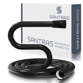 SANTRAS® Premium Shower Hose Black 1.50 m with Flow Limiter - Particularly Flexible Shower Hose Made of Easy Clean Material Made in Germany