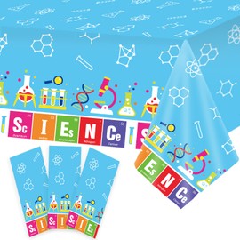 chiazllta Set of 3 Science Tablecloth Party Supplies Mad Sciencist Theme Birthday Party Decorations Laboratory Party Table Covers for Kids 108 x 51 inch Little Scientist Party Decorations