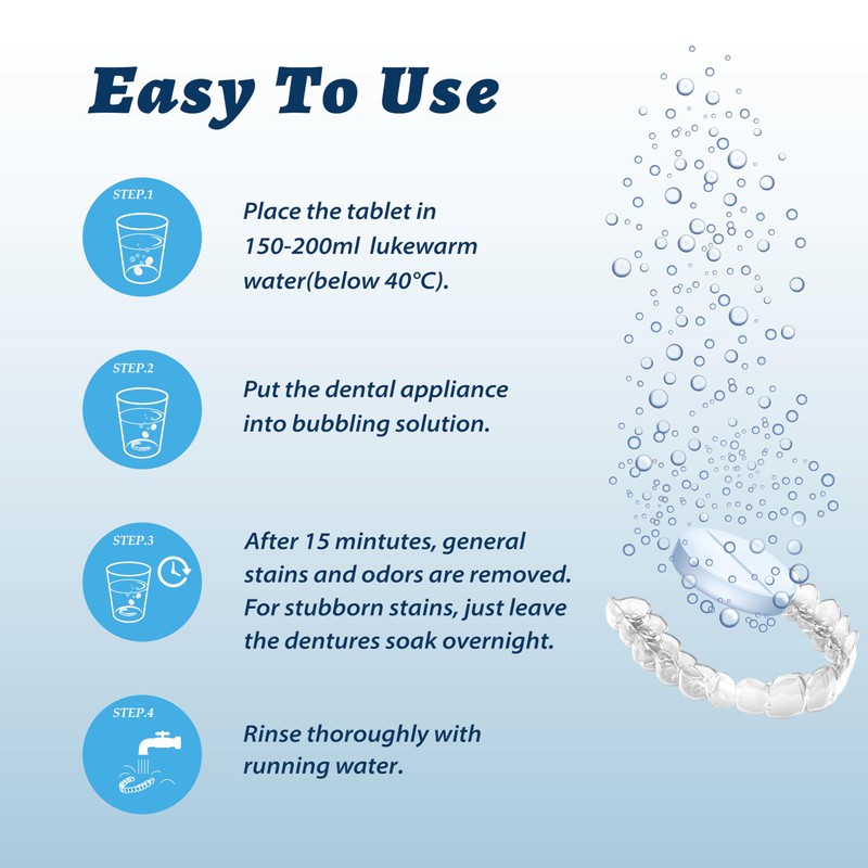 DR.BRIGHT Retainer Cleaner Tablets 120PCS for Aligners & Dentures