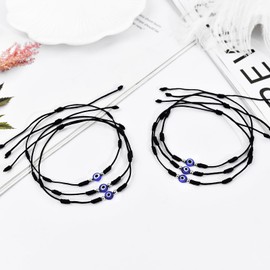 BOCHOI Evil Eye String Bracelets for Women 7 Knot Evil Eye Bracelet Lucky BraceletsHandmade Black String Evil Eye Bracelet for Women Men 6pcs Adjustable Black String Amulet Pack Mal De Ojo Bracelet for Women Friends Family Birthday Gifts