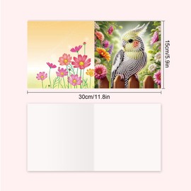 DCIDBEI Diamond Painting Greeting Cards Set of 8 Diamond Painting Pictures Greeting Cards for Family Friends Painting by Numbers Birthday Cards Parrot Birds