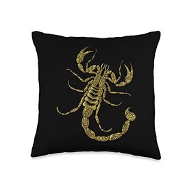 Funny Scorpion Shirts Tribal Scorpion Art-Scorpio Zodiac Animal Lover Throw Pillow, 16x16, Multicolor