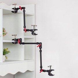 GOINWAVE Flexible Magic Arm Camera Mount, Adjustable Tripod with Multiple Joints，Adjustable Mobile Phone Holder for Desk (14in arm+2 Clamps)