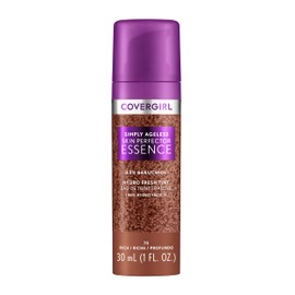 Covergirl Simply Ageless Skin Perfector Essence Foundation, 70 Rich, Tinted Skincare Makeup Hybrid, Sheer Tint, Radiant Finish, Glowy Finish, Vegan Formula, 1.0oz