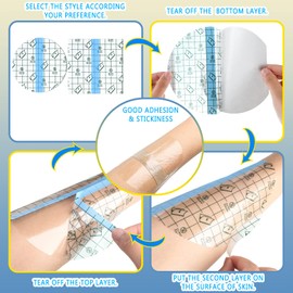 50 Pieces Waterproof Adhesive Bandages Transparent Stretch Bandages Protective Clear Films Dressing Tattoo Cover Dressing Tapes for Shower Swimming(4 x 4 Inch)