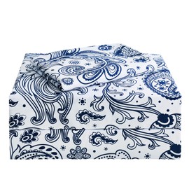 JSD Navy Blue Paisley Sheet Set Twin Size, 3 Piece Soft Printed Microfiber Sheets Extra Deep Pocket