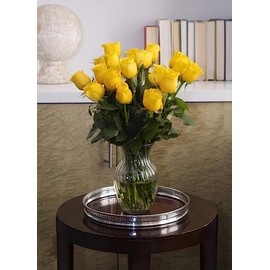 KaBloom PRIME NEXT DAY DELIVERY : Valentine's Day Collection - Bouquet of 12 Yellow Roses with Vase Gift for Birthday, Sympathy, Anniversary, Get Well, Thank You, Valentine, Mother’s Day Flowers